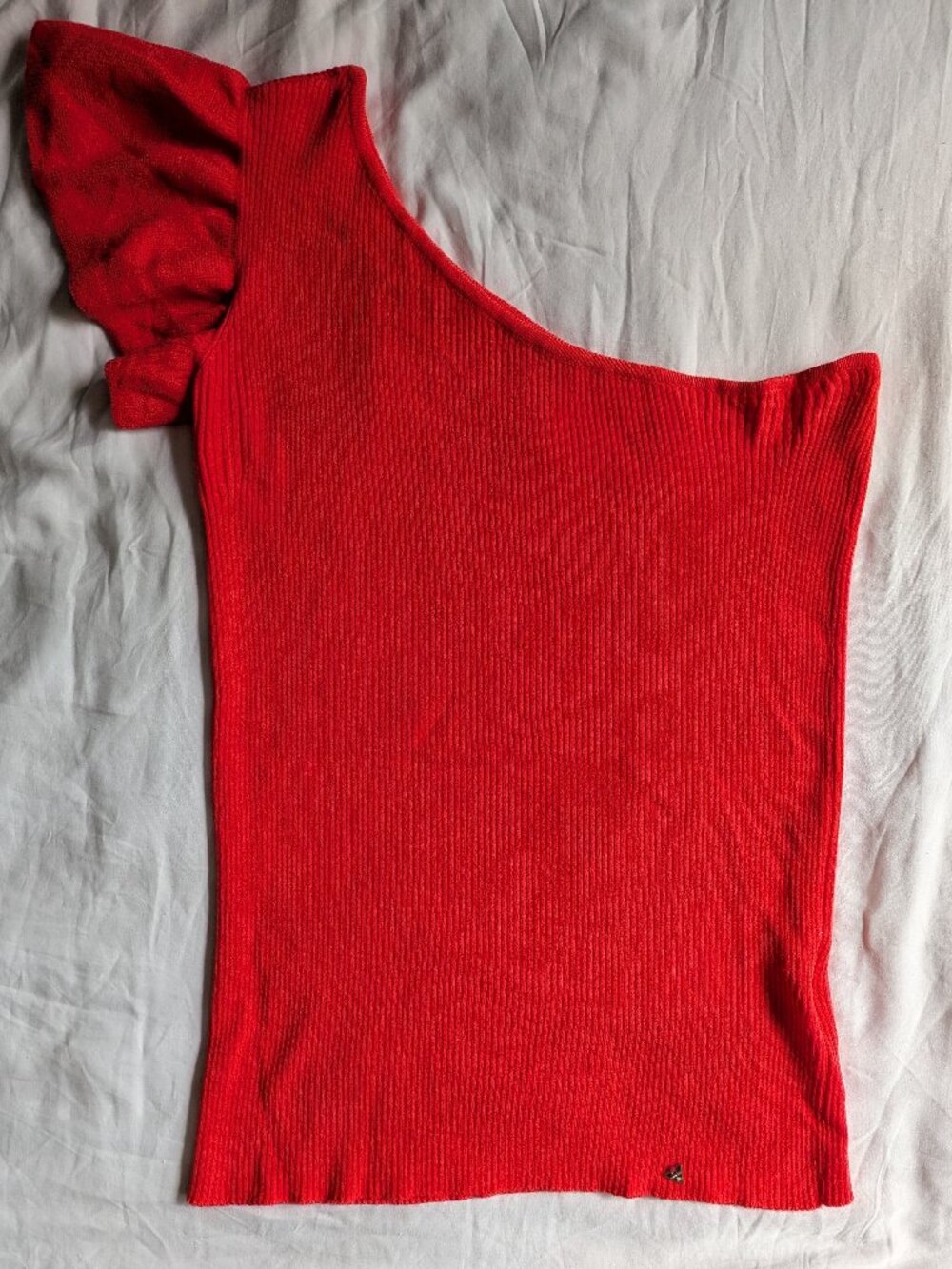 Ribbed Asymmetrical One Shoulder Top